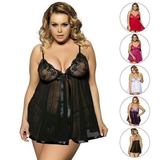 Women Sexy Lingerie Big Code 6XL  Sleepwear Sleepdress - HoneyNight