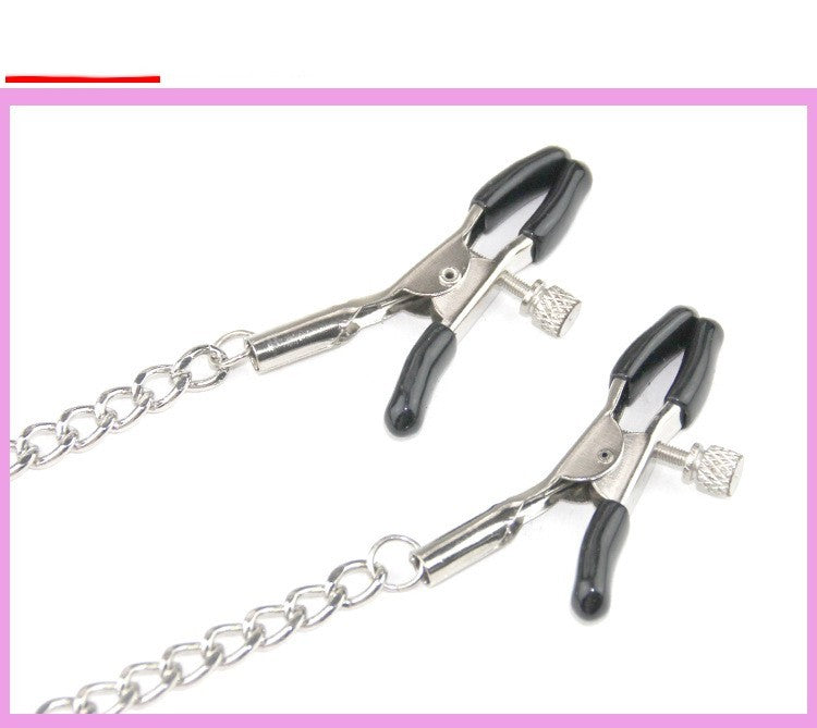 Leather Nipple Clamp Collar Iron Chain Traction Neck Scarf