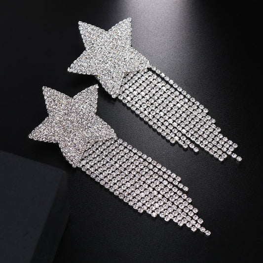 Full Diamond Rhinestone Heart-shaped Tassel Nipple Stick