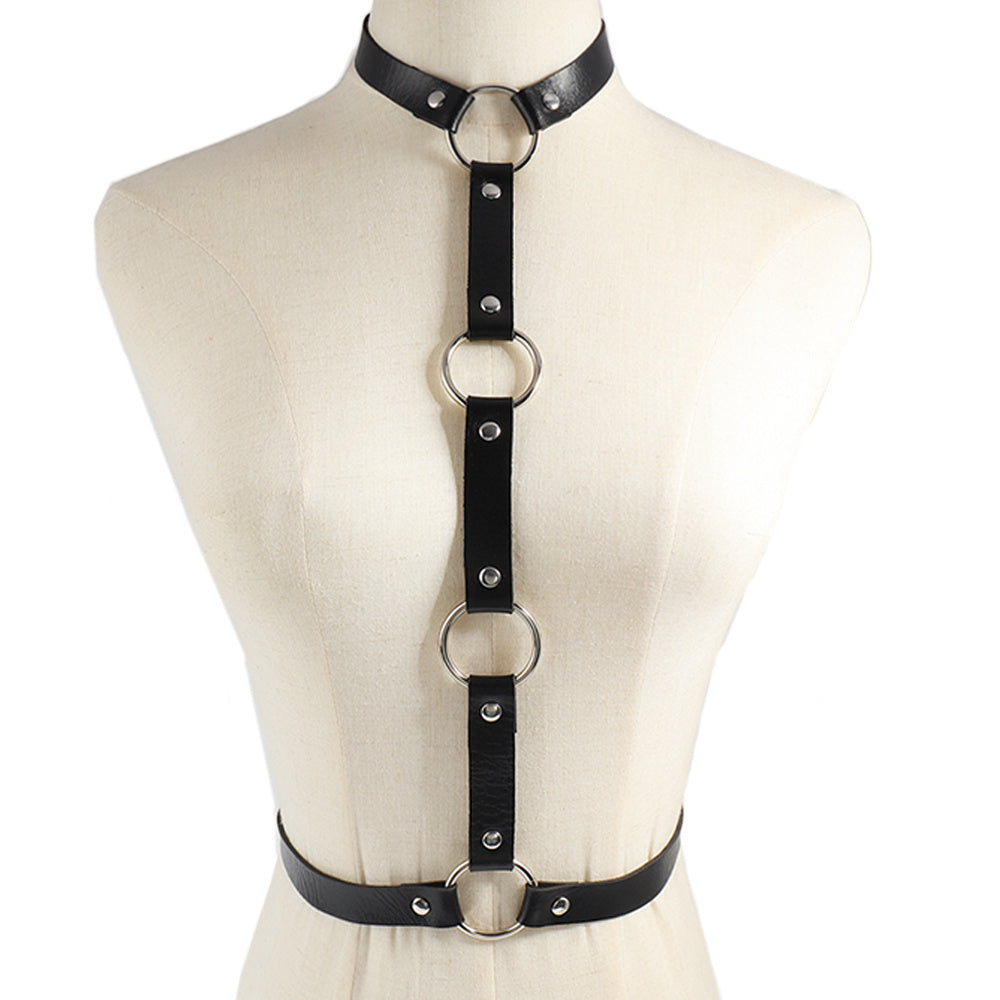 Sexy Tummy Tuck Collar Belt Bondage Sexy Strap One Punk Style Hip Hop Ladies Harness Dance Club Accessories Leather Goods