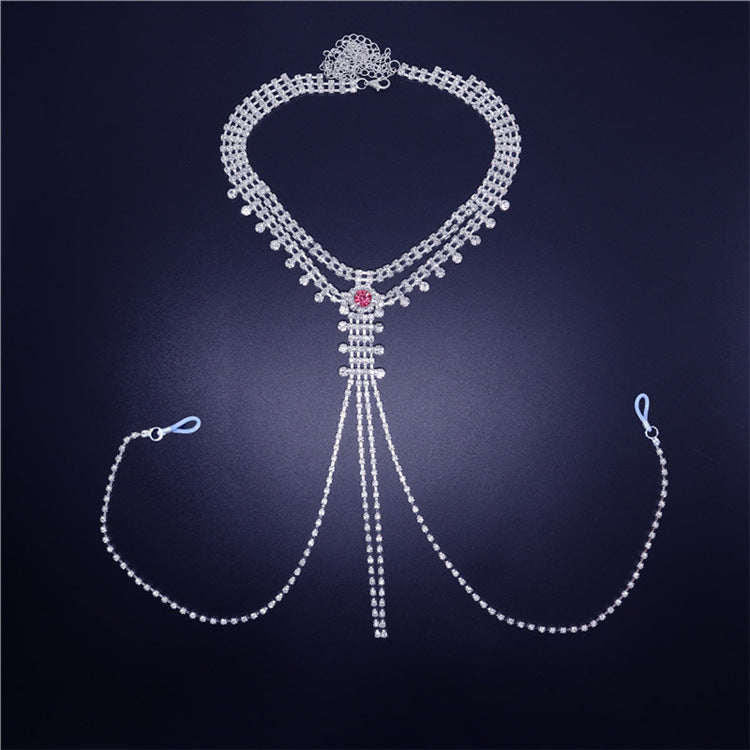 Sexy Tassel Bra Vest Chain Rhinestone Necklace Ladies Adult Sexy Clothes Accessories Shiny Necklace